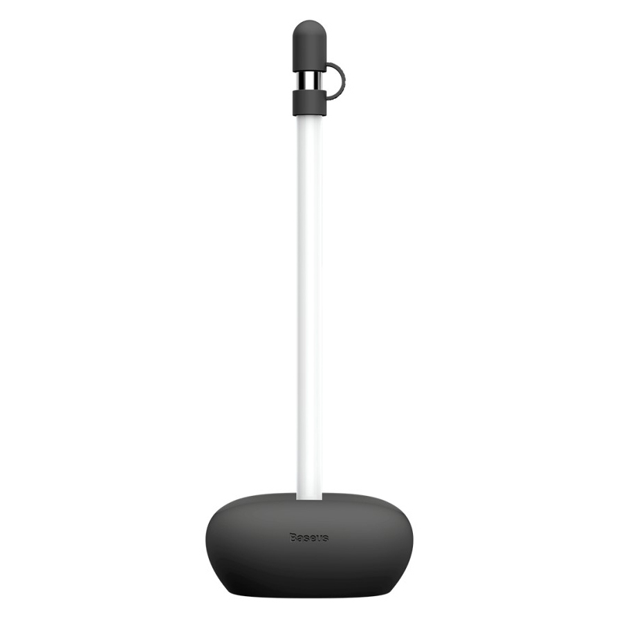 Baseus Silicone Holder Base Desk Stand + Cap for Apple Pencil - Black